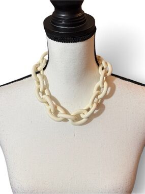 Vintage Coach Chunky White Resin Statement Chain Link Necklace, Adjustable